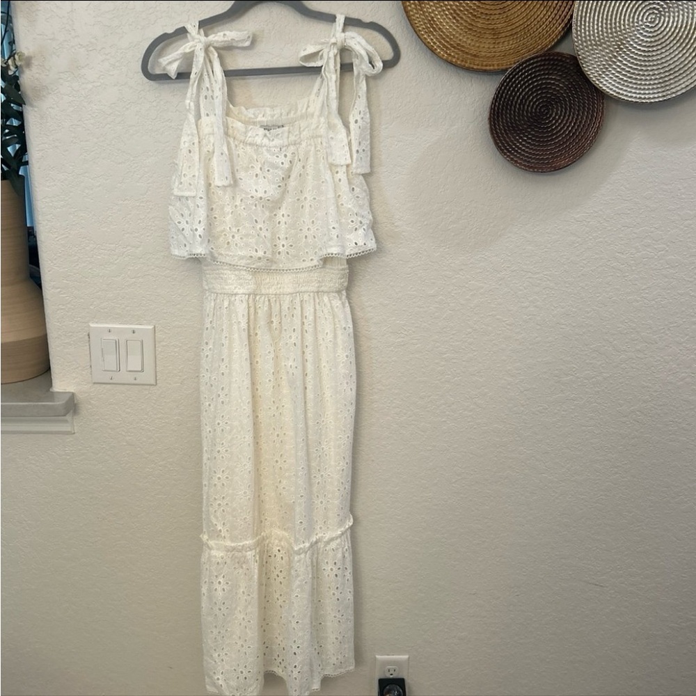 Dress Forum‎ Beach Bliss eyelet midi dress with tie shoulder straps size M
